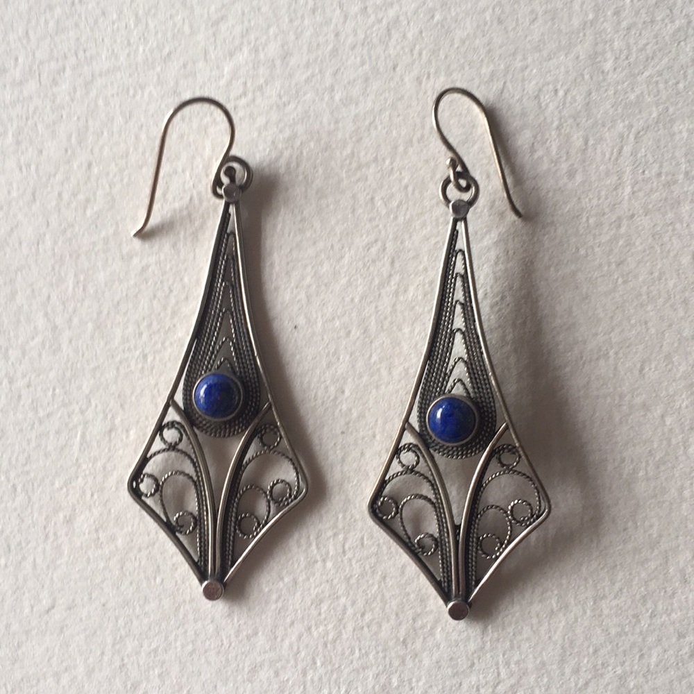 Sterling silver bohemian drop earrings